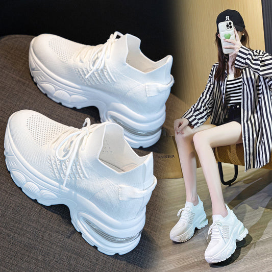 Women's Height Increasing Insole Mesh Breathable Hollowed Leisure Casual Shoes