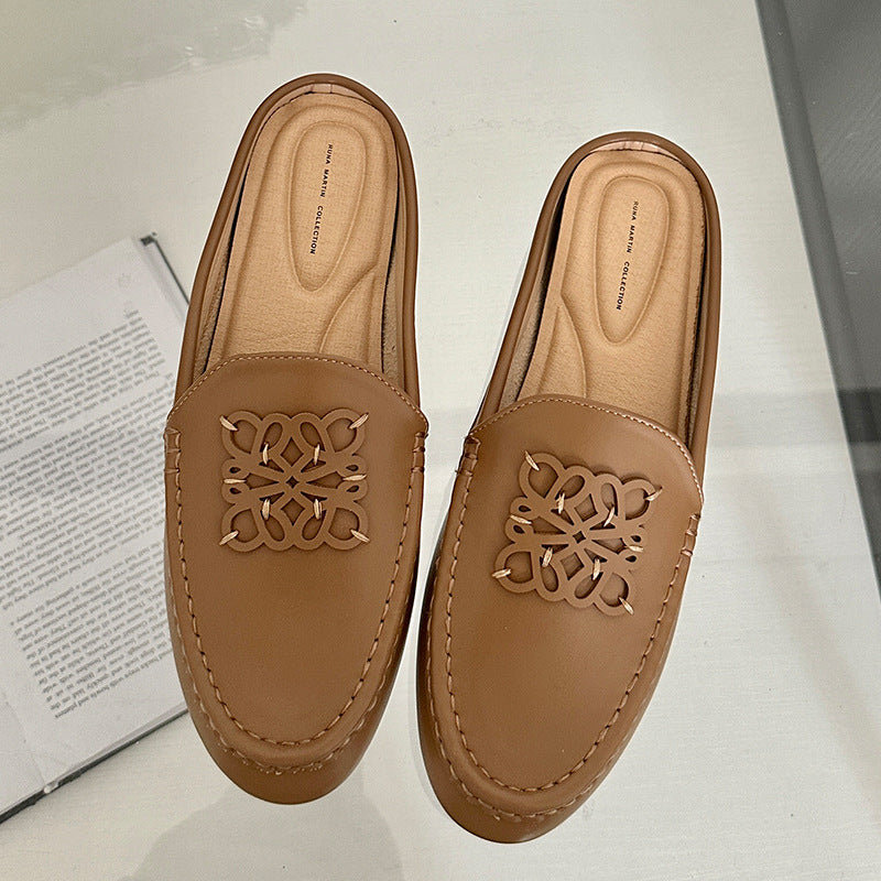 Women's Retro Toe Cap Flat Semi Soft Casual Shoes
