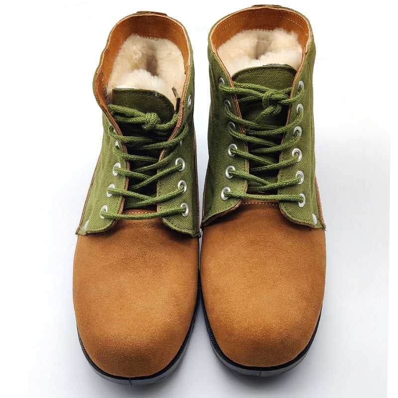 Strong Man Cold Weather Winter Fleece-lined Warm Wool Fur Men's Shoes