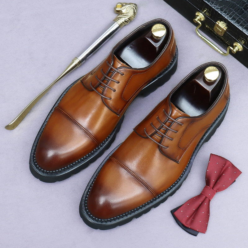 Men's Suit Height Increasing Commuter Style Three Leather Shoes