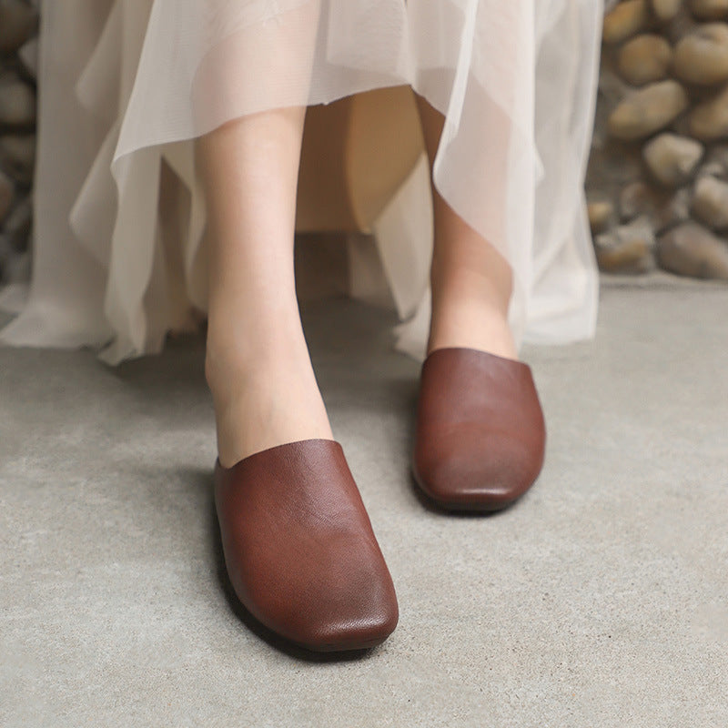 Women's Outdoor Wear Retro Square Toe Lazy Slippers