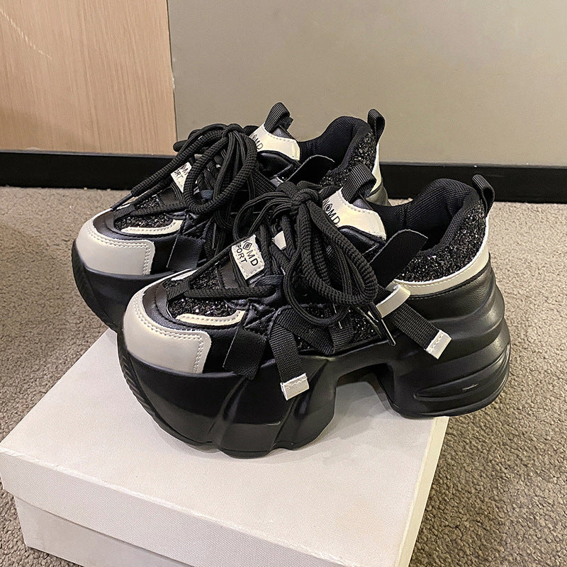 Sequin Sweet Dad Platform Height Increasing Small Casual Shoes