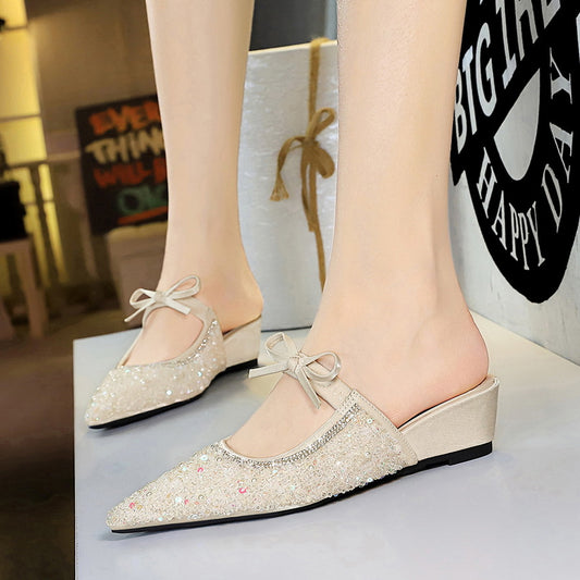 Women's Minority Pointed Toe Rhinestone Cap Outer Wear Heels