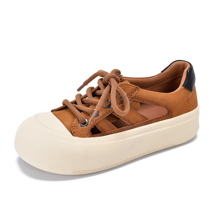 Women's Of Round Toe Lace Up Thick Sandals