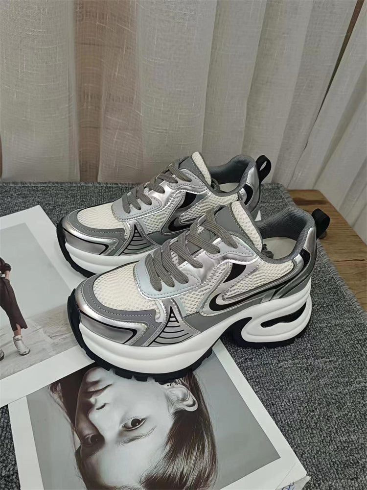Women's Sier Platform Dad Small Height Increasing Sneakers
