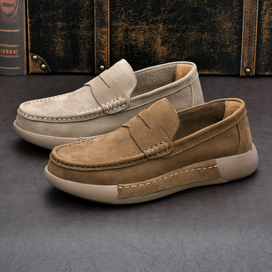 Men's Breathable Comfortable Lazy First Layer Cowhide Leather Shoes