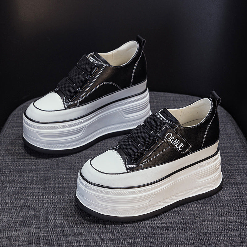 Women's Spring Velcro White Height Increasing Cm Comfortable Casual Shoes