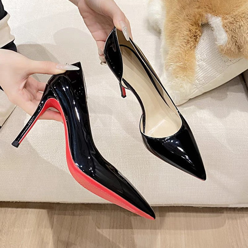 Nude Color Side Empty High Pointed Stiletto Temperament Not Heels