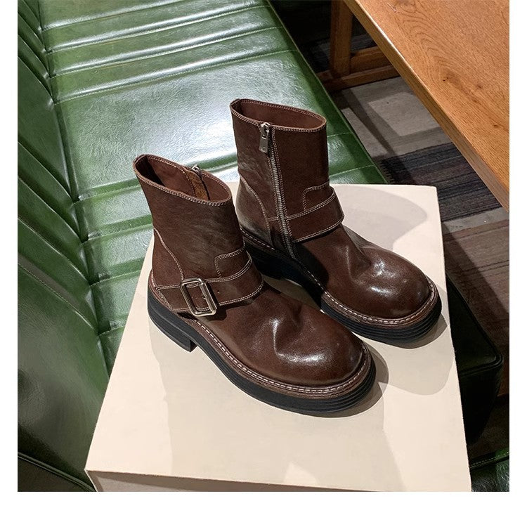 Grape Mom Washed Horse Round Head Boots