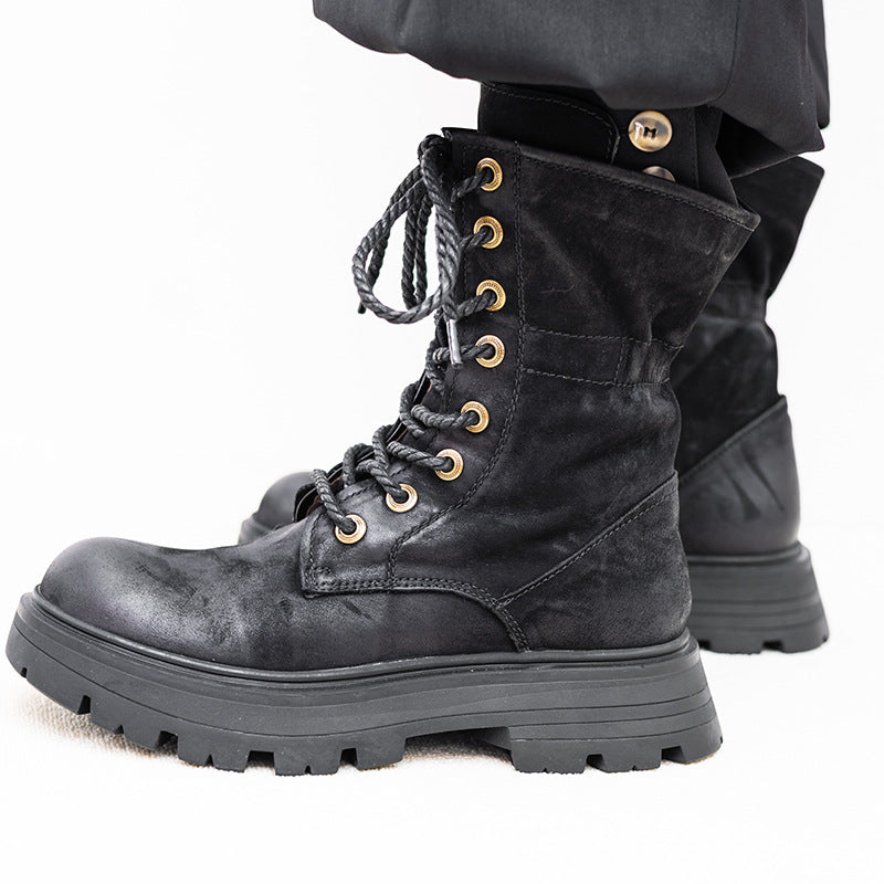 Women's British Style Lace Up Thick Bottom Boots