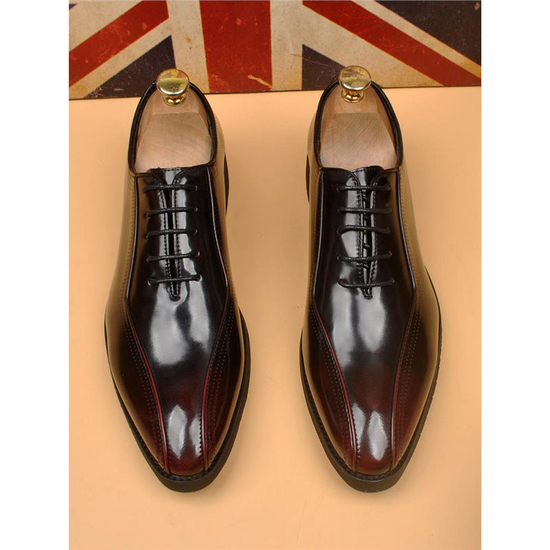 Men's Formal British Style Retro Breathable Wedding Leather Shoes