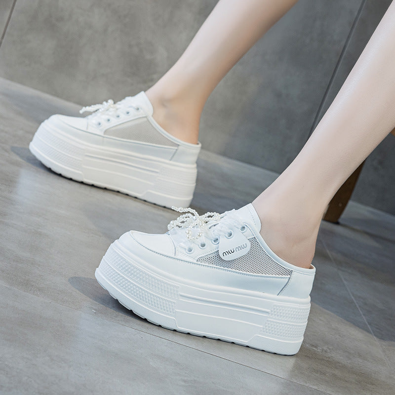Women's Half Height Increasing Insole Outer Wear Thick Bottom Casual Shoes