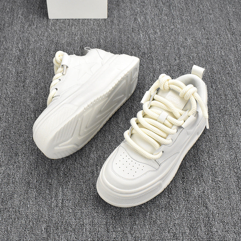 Men's Korean Style Thick-soled Spring White Breathable Casual Shoes