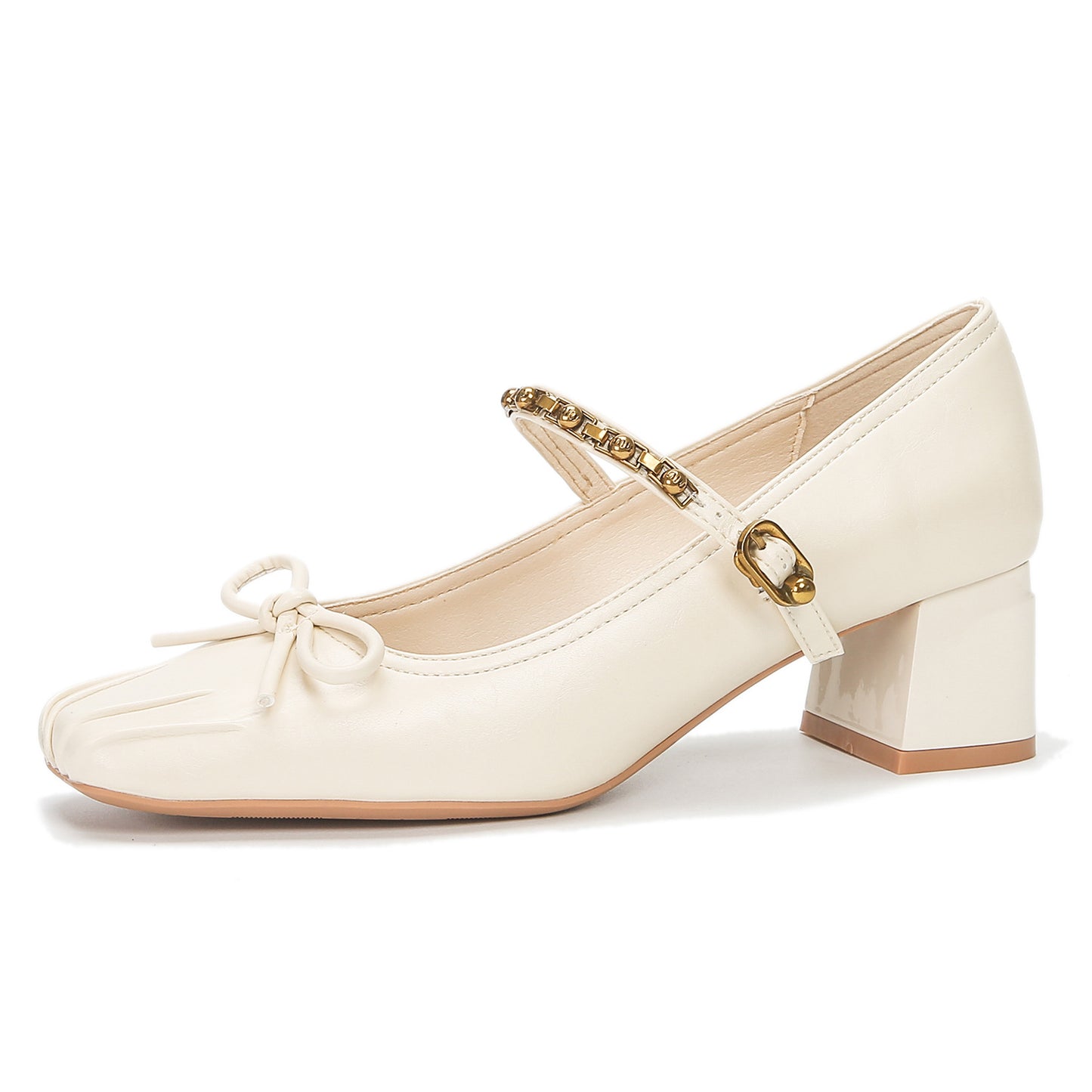 Women's French Style Temperament Pumps Bow High High-grade Chunky Square Women's Shoes