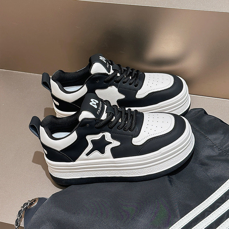 Women's Platform White Versatile Korean Style Genuine Casual Shoes