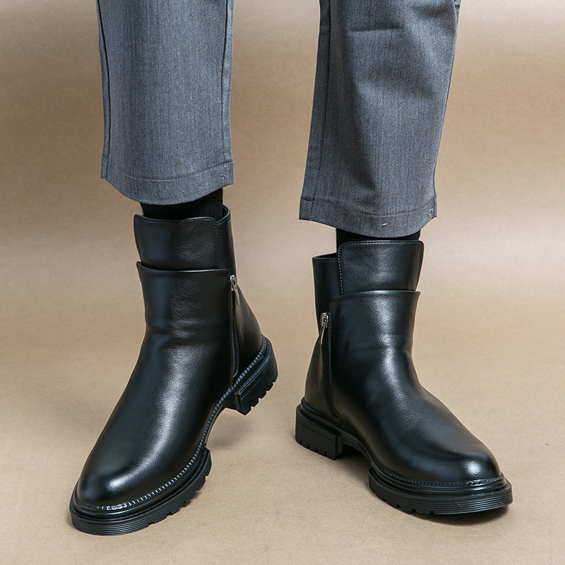 Slouchy Men's Martin British Chelsea Short Leather Shoes