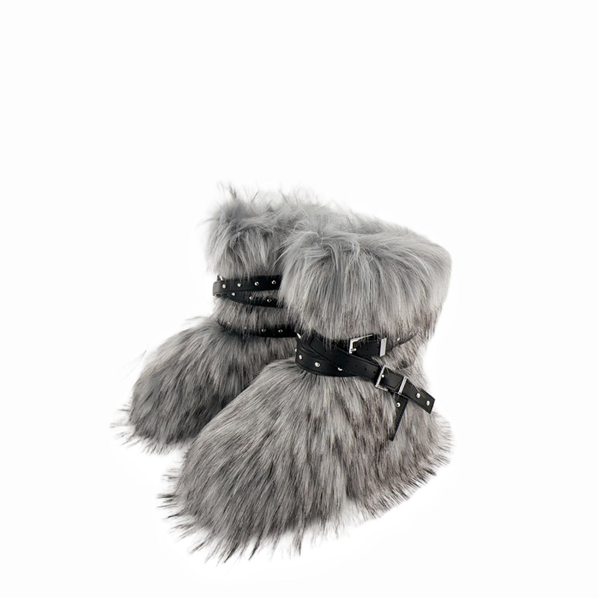 Large Size Flat Bottom Rivet Fried Street Fur Snow Boots