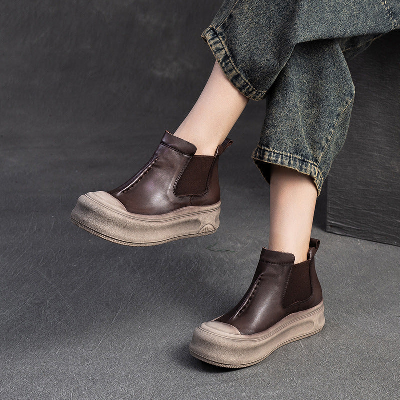Women's Bottom Retro Distressed Hand-rub Color Single-layer Casual Shoes