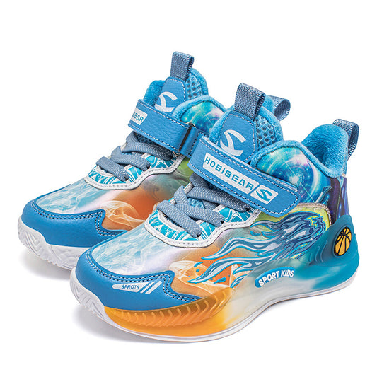 Two Cotton Basketball Winter Fleece-lined Warm Kid's Sneakers
