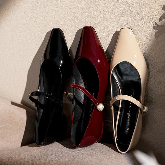 Simple Strap Mary Jane Female Square Women's Shoes