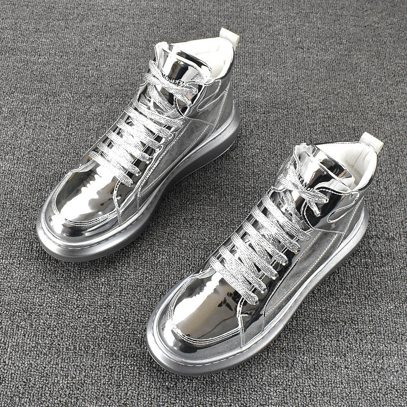 Men's Versatile Trendy White Korean Style Platform Height Casual Shoes