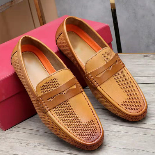 Men's First Layer Cowhide Soft Bottom Breathable Casual Shoes