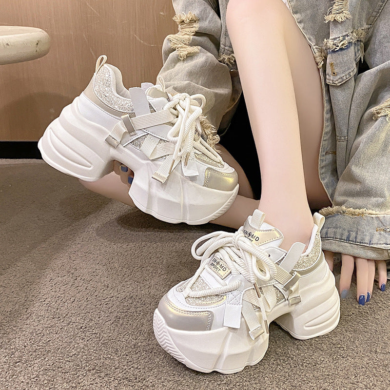 Sequin Sweet Dad Platform Height Increasing Small Casual Shoes