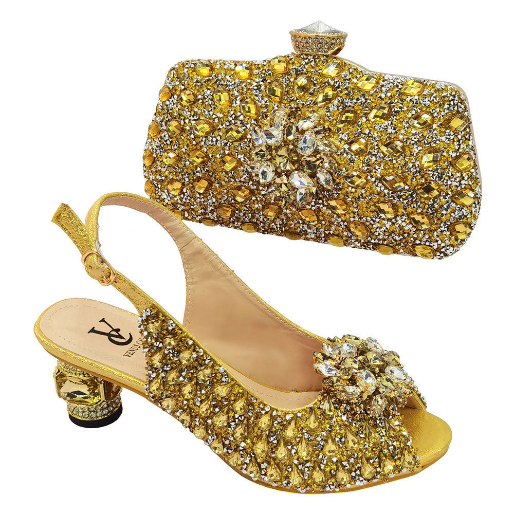 Women's African Design Matching Bag Party Nigeria Men's Shoes