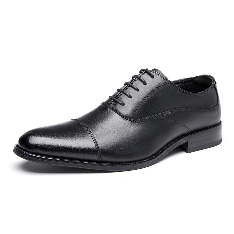 Men's First Layer Cowhide Wooden Root Formal Leather Shoes