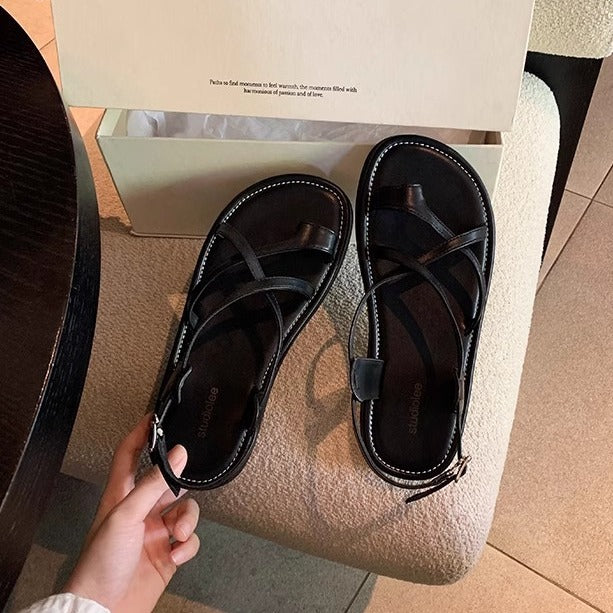 Women's Grape Mom Cross Buckle Strap Toe Sandals