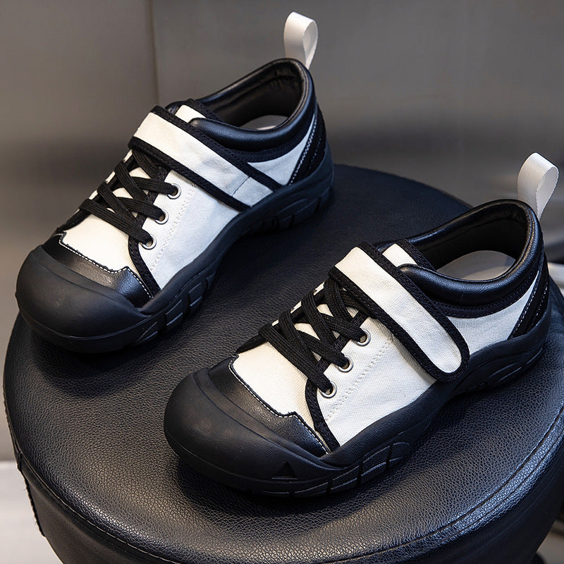 Women's Spring Genuine Sports Height Increasing White Leather Shoes