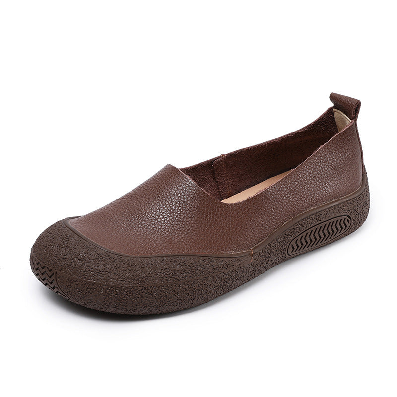 Women's Handmade Retro Genuine Shallow Mouth Top Layer Men's Shoes