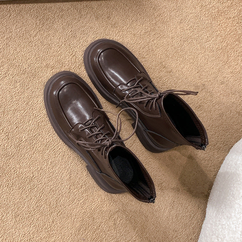 Women's Short Genuine Martin Retro Platform Skinny Boots