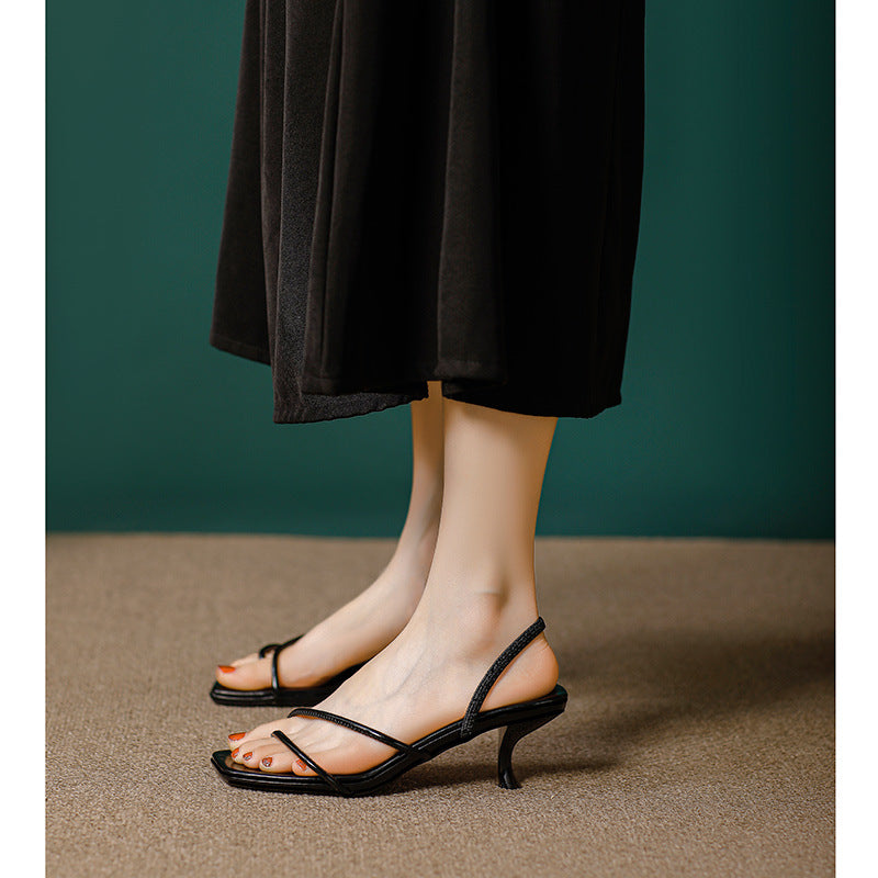 Stiletto Strap Square Toe High Summer Heels