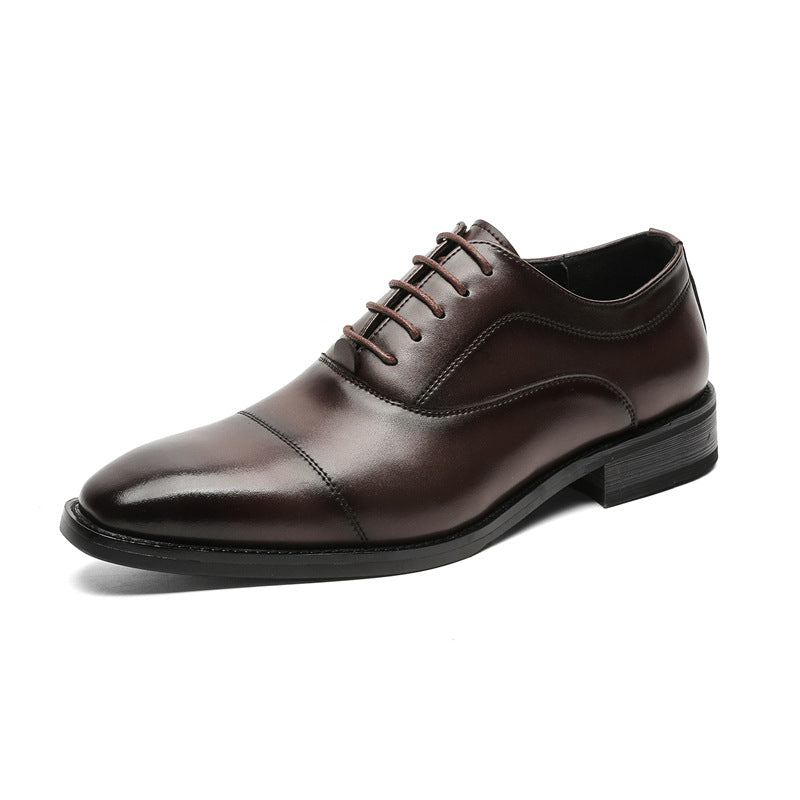 Men's Style Business Formal Square Toe Wedding Leather Shoes