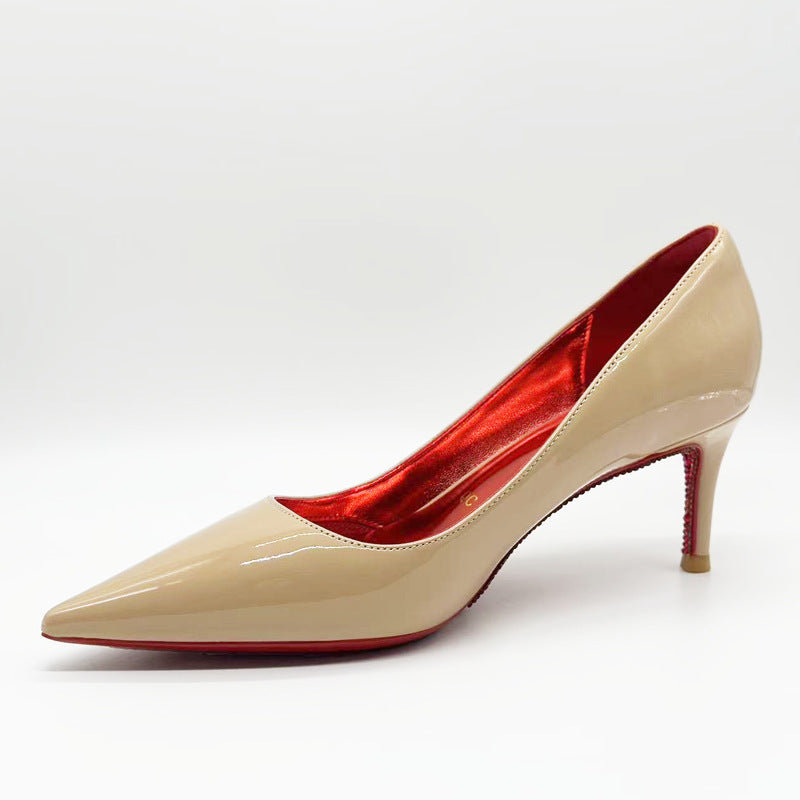 With Toe Protection Air Cotton Side Empty Pointed Red High Women's Fashion Shoes
