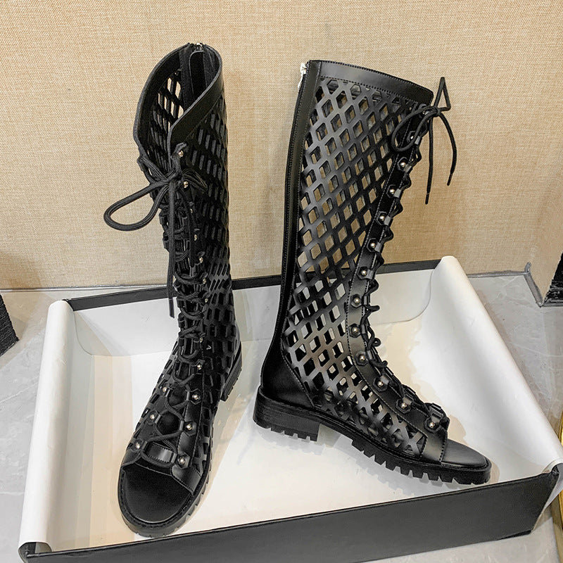 Women's Invisible Elevated Hole Back Zipper Open Sandals