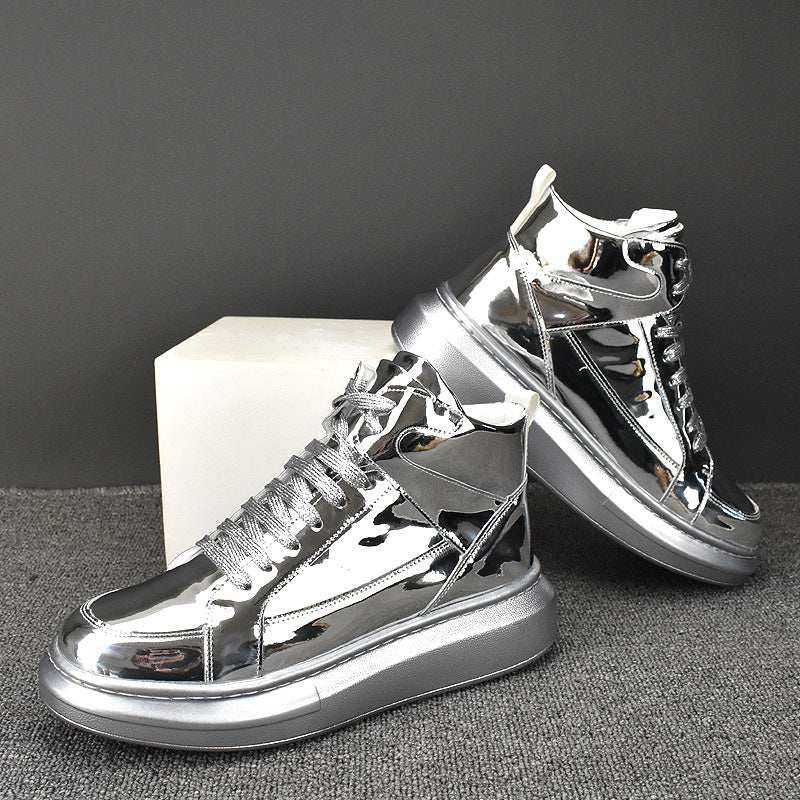Men's Versatile Trendy White Korean Style Platform Height Casual Shoes