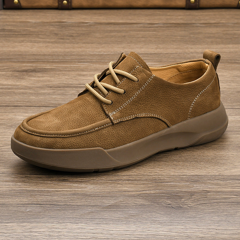 Men's Layer Cowhide Comfortable Soft Bottom Breathable Leather Shoes