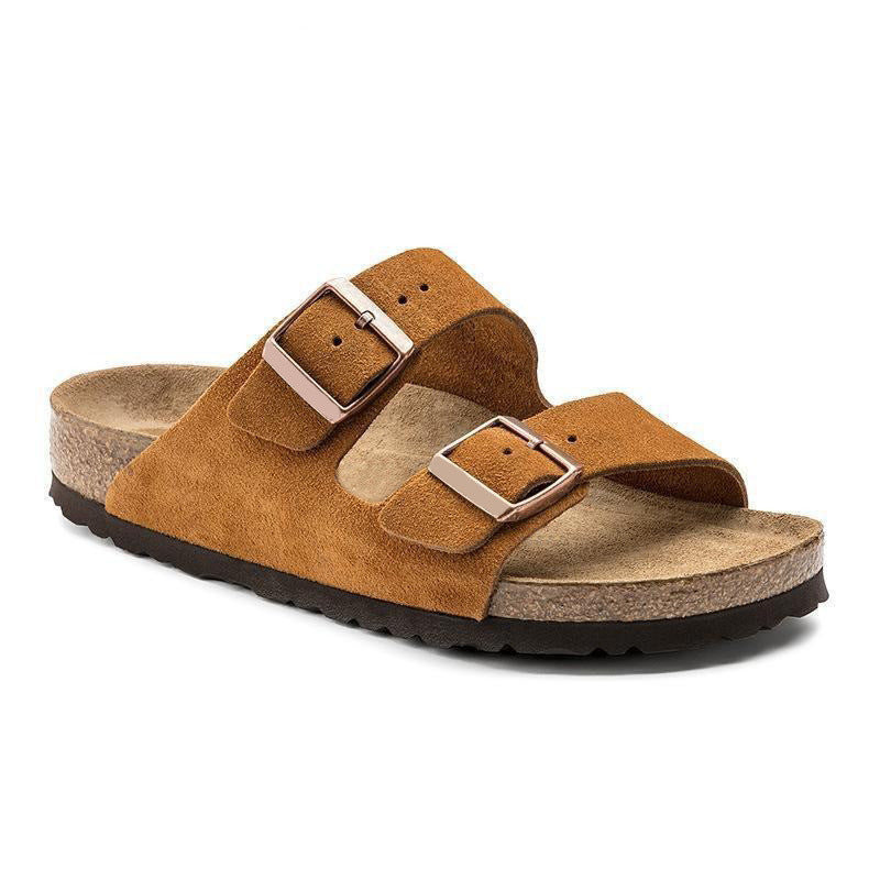 Women's & Men's Full Cowhide Genuine Cork Double-breasted Outerwear Sandals
