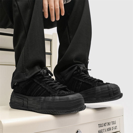 Men's Cowhide Comfortable Color Matching Versatile Trendy Sneakers
