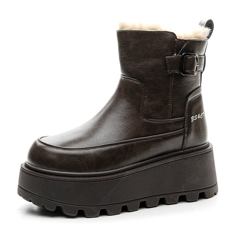 Women's Platform Martin Small Fleece-lined British Style Casual Shoes