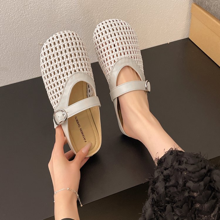 Women's Flat French Closed Toe Half For Sandals