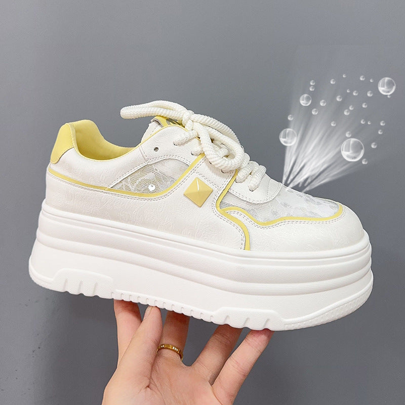 Women's Surface White Spring Sports Genuine Lace Casual Shoes