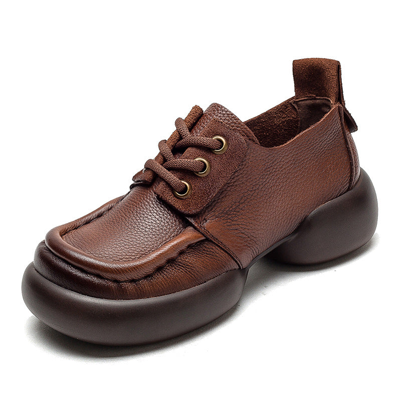 Women's Shu Autumn First Layer Cowhide Front Casual Shoes