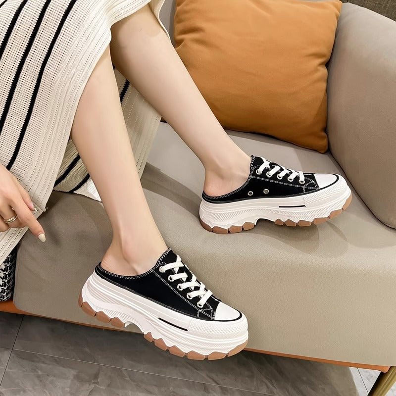 Women's Leisure Thick-soled Small Height Increasing Breathable Canvas Shoes
