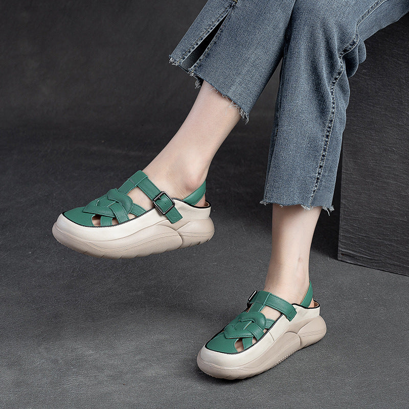 Women's Breathable Buckle Thick Bottom Top Layer Women's Shoes