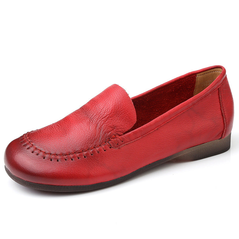 Women's Cowhide Slip-on Lazy Shallow Mouth Pregnant Casual Shoes