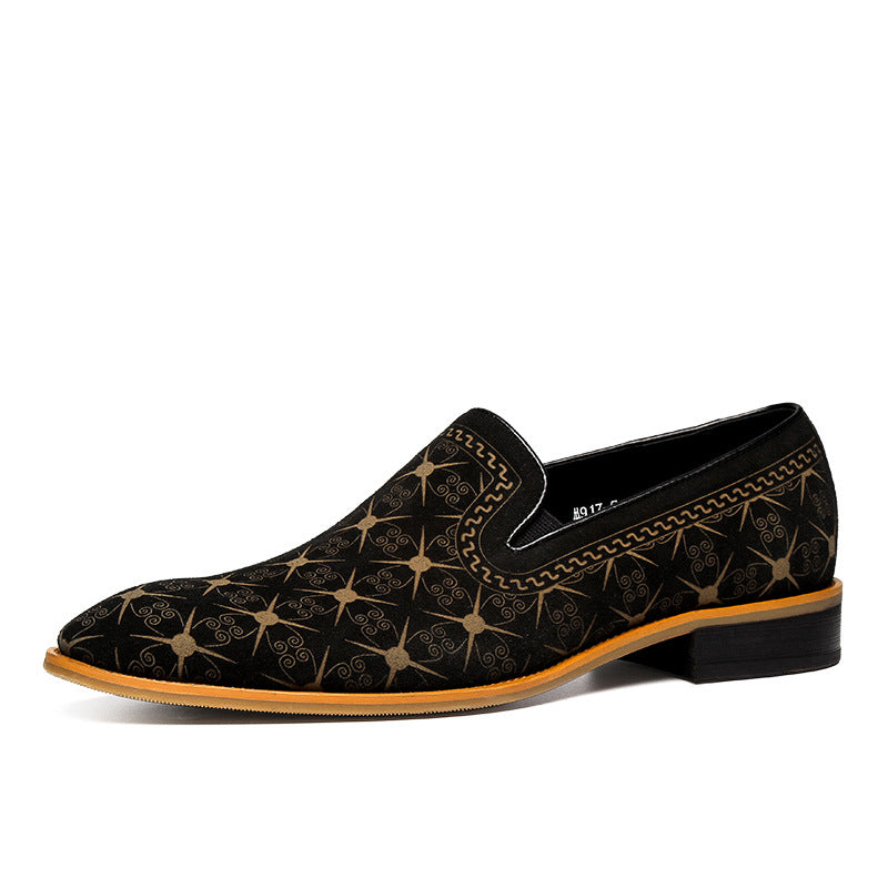 Men's Reverse Veet Skin National Fashion Pointed Leather Shoes