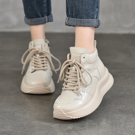 Women's Top Layer Cowhide Platform Sports Martin Boots